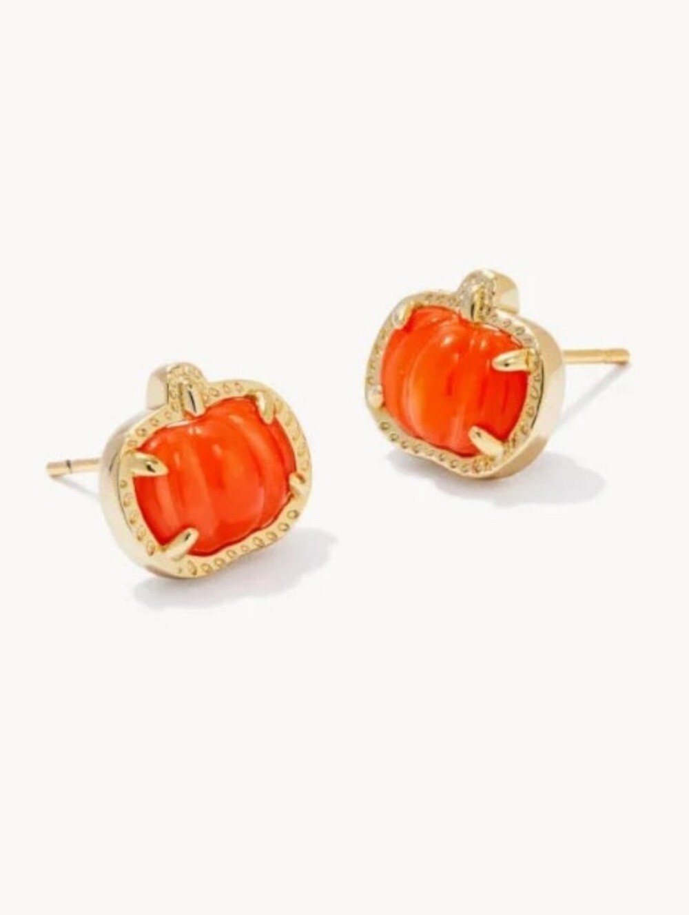 Kendra Scott Pumpkin Gold Stud Earrings in Orange Mother-of-Pearl